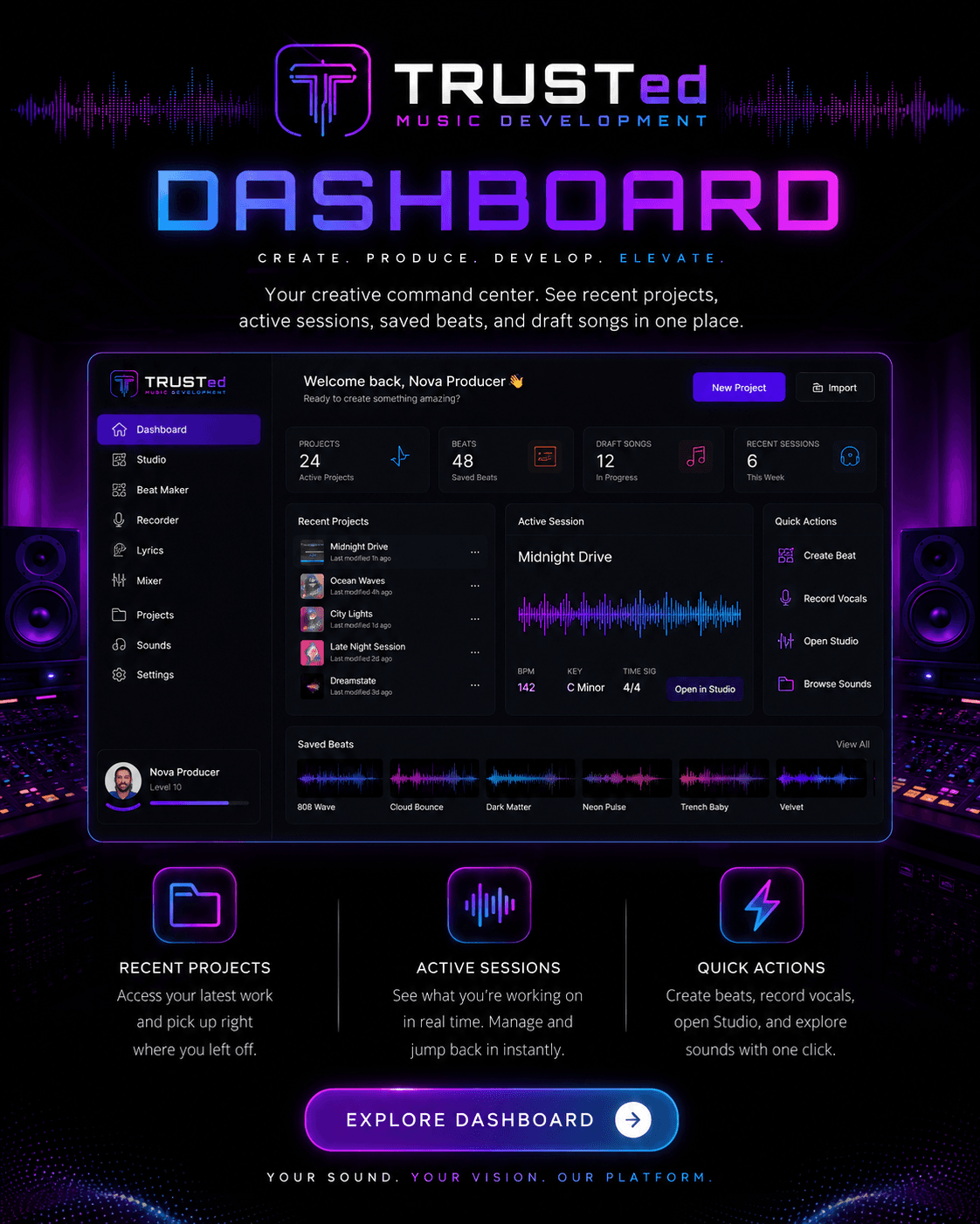 StudioOS dashboard concept